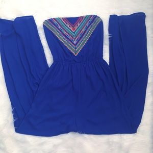 💙Strapless Royal Blue Wide Leg Jumpsuit